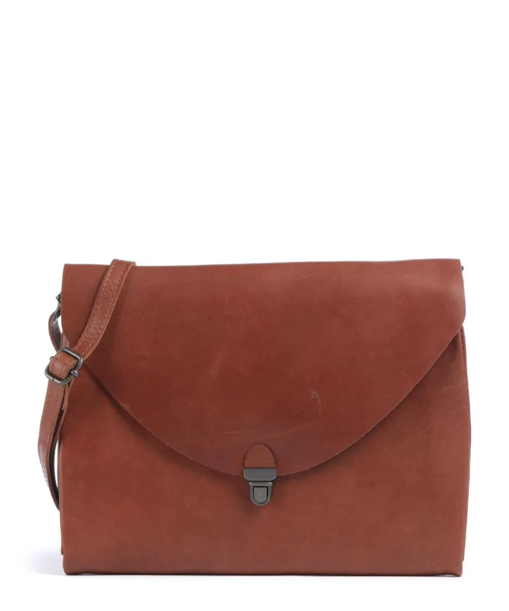 Fold Crossbody bag fine grain cow leather cognac