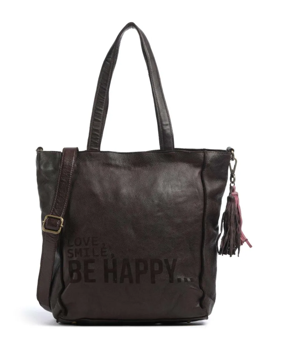 Glücksbrücke 2 Tote bag grained cow leather mahogany