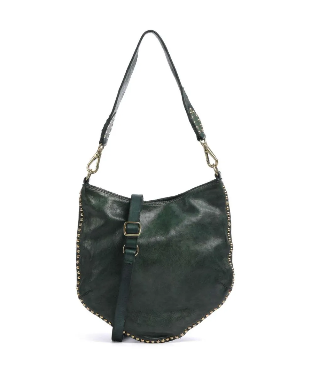 Hobo bag grained cow leather dark green