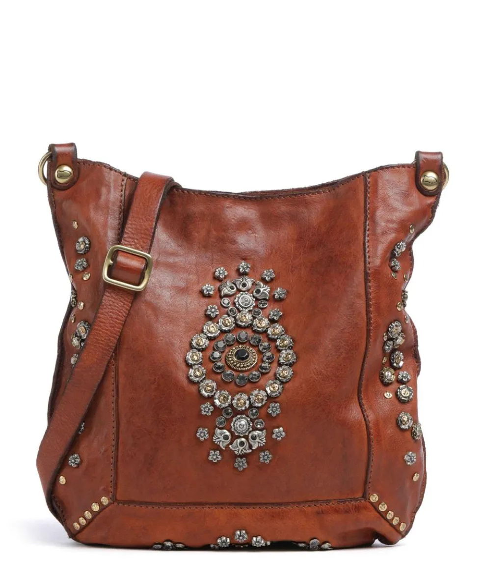 Crossbody bag fine grain cow leather cognac