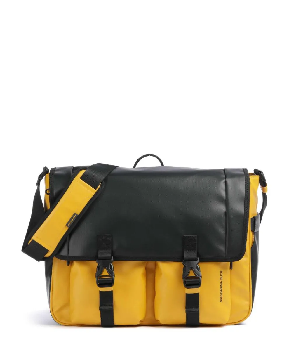 Eco Coated Messenger bag recycled polyester mustard yellow
