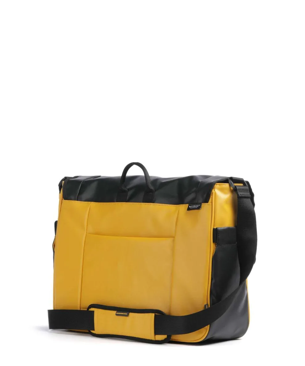 Eco Coated Messenger bag recycled polyester mustard yellow