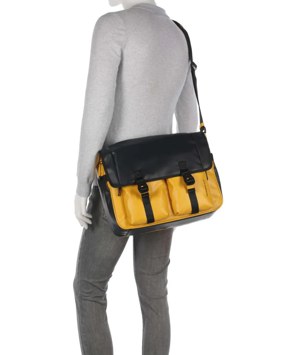 Eco Coated Messenger bag recycled polyester mustard yellow