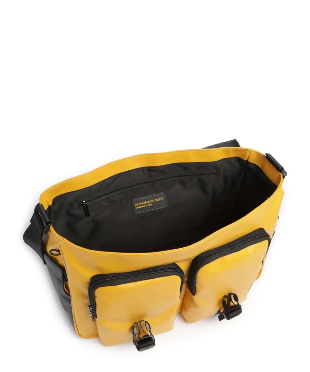 Eco Coated Messenger bag recycled polyester mustard yellow