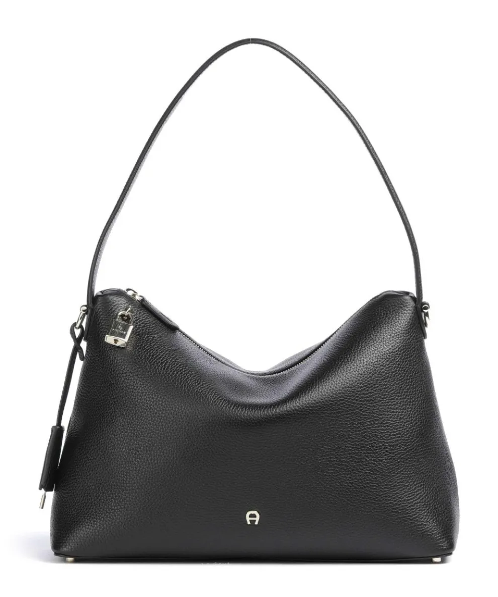 Delia M Hobo bag grained cow leather black