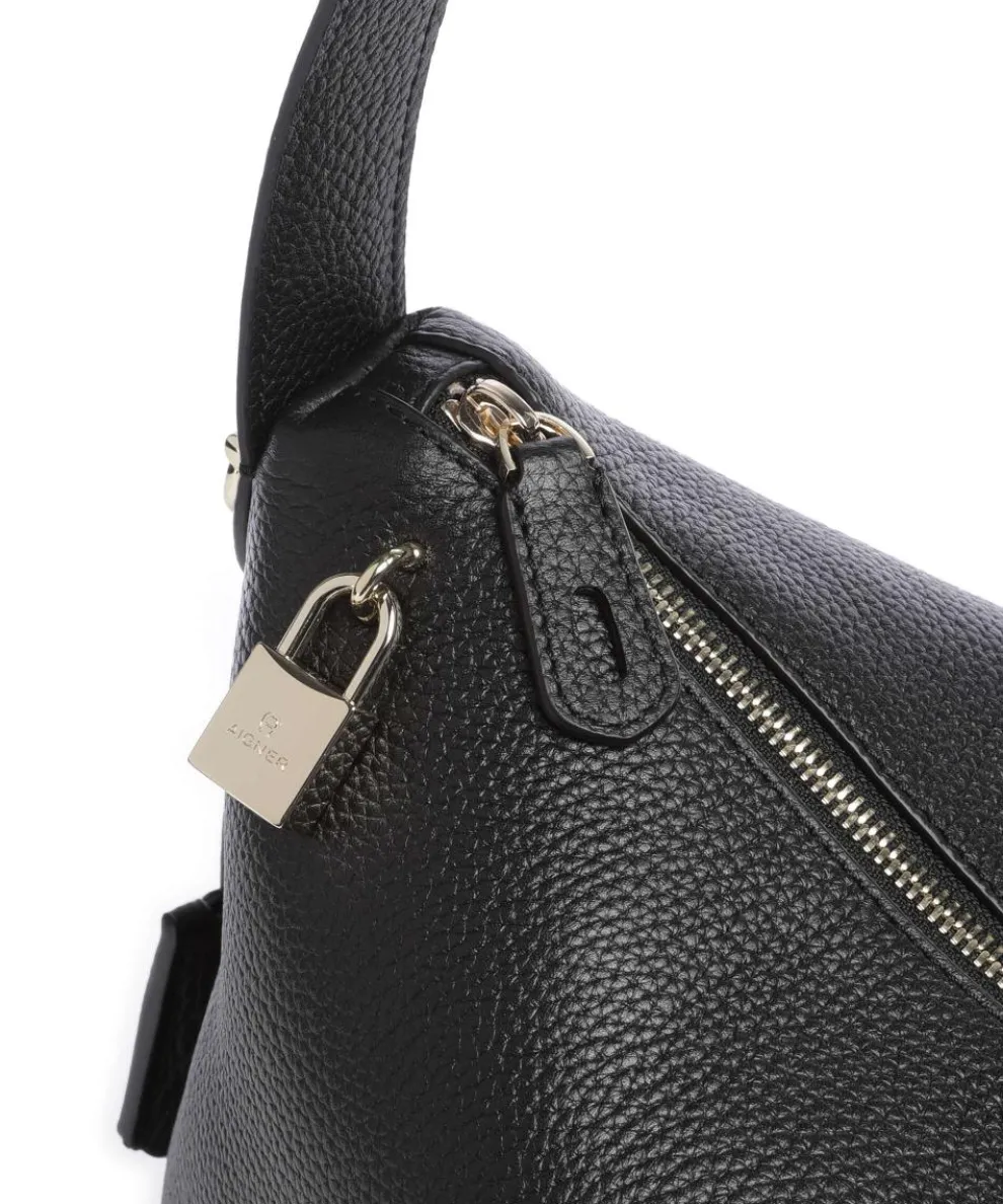 Delia M Hobo bag grained cow leather black