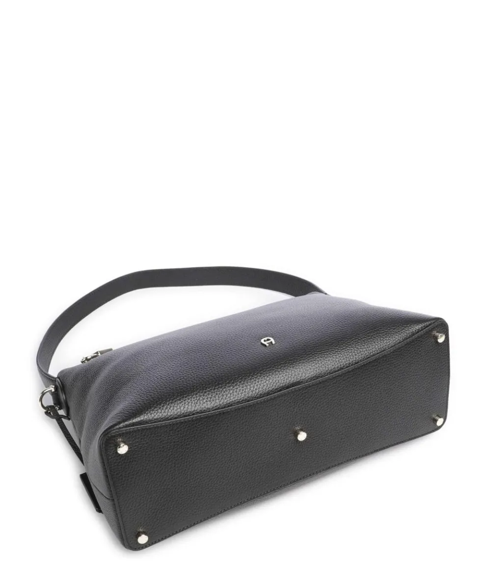 Delia M Hobo bag grained cow leather black