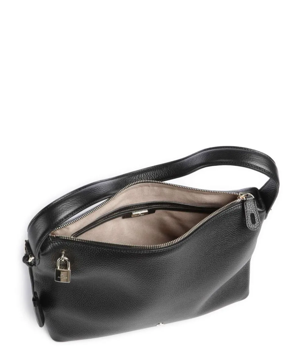 Delia M Hobo bag grained cow leather black