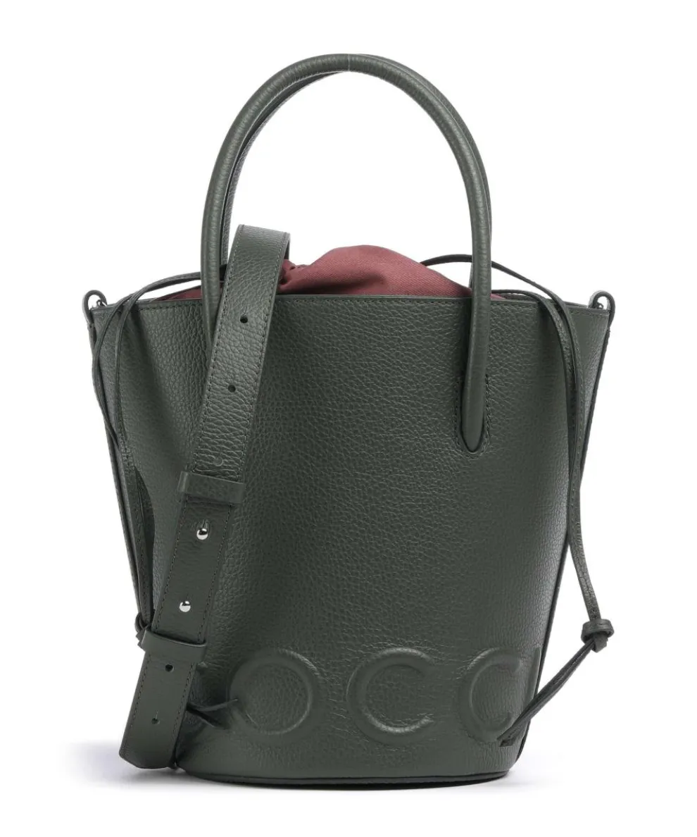 Myrtha Maxi Logo Bucket bag grained cow leather greygreen