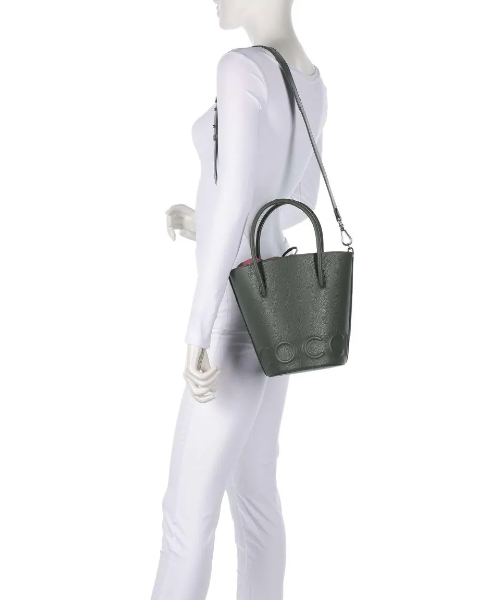 Myrtha Maxi Logo Bucket bag grained cow leather greygreen