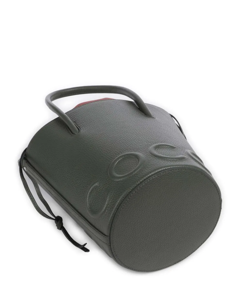 Myrtha Maxi Logo Bucket bag grained cow leather greygreen