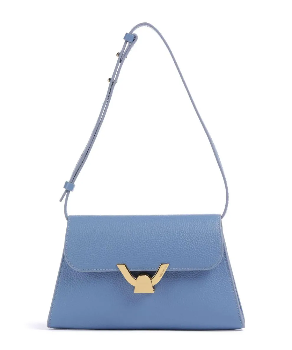 Dew Shoulder bag grained cow leather blue