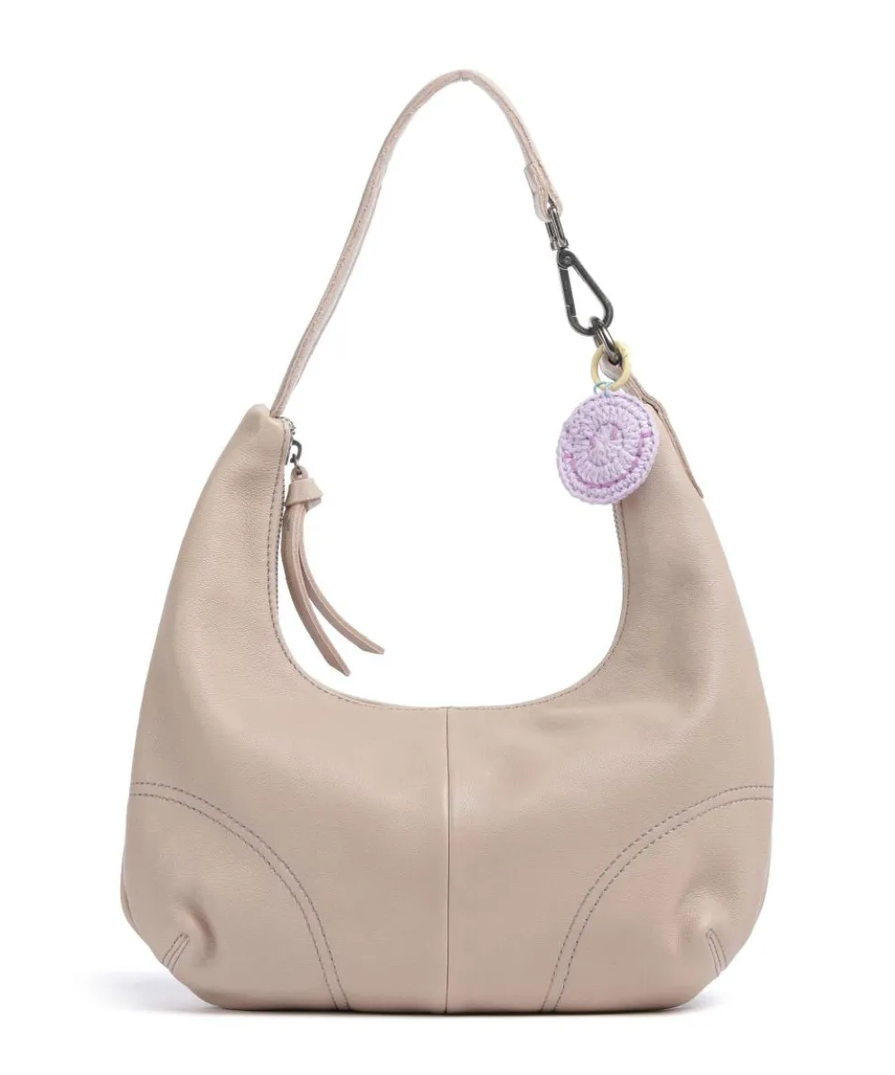 Take A Smile Hobo bag sheepskin leather beige