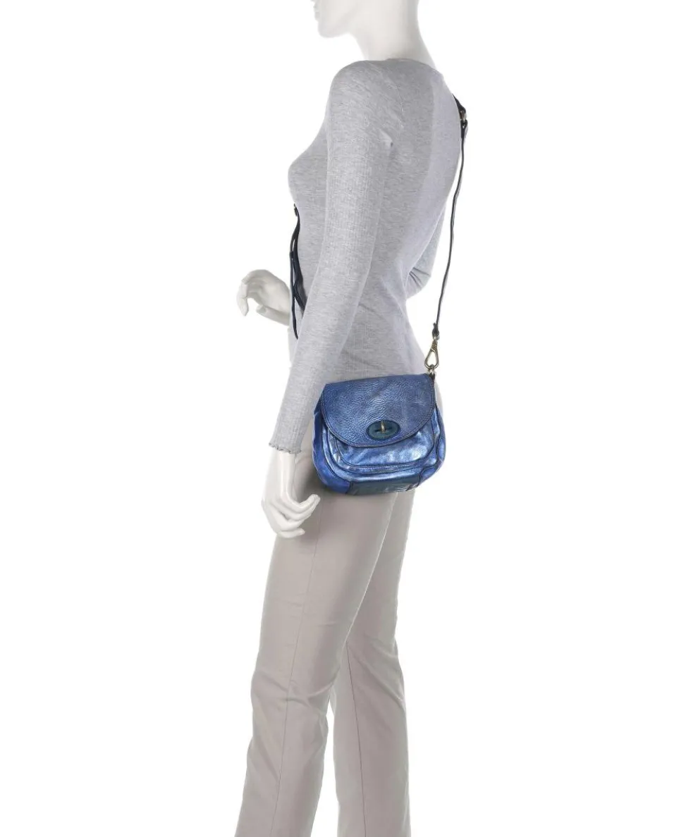 Shoulder bag cow leather blue