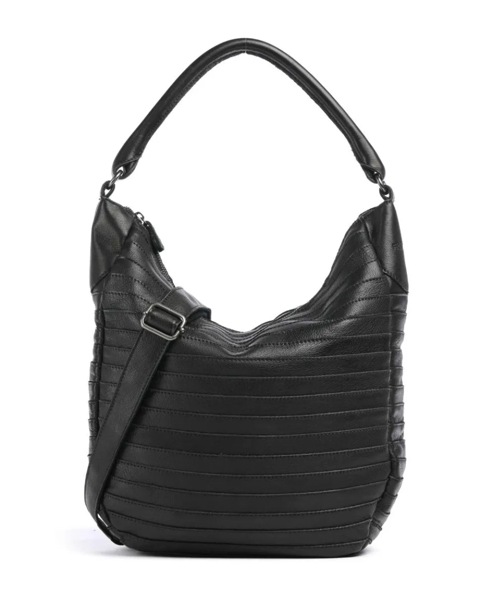 Bestseller Collection Gürteltier S Hobo bag grained leather black