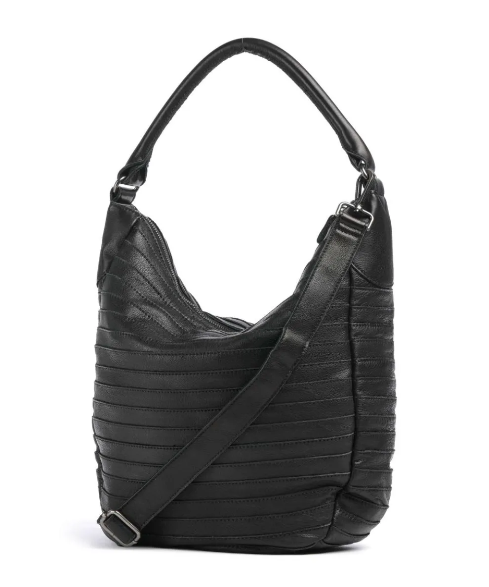 Bestseller Collection Gürteltier S Hobo bag grained leather black