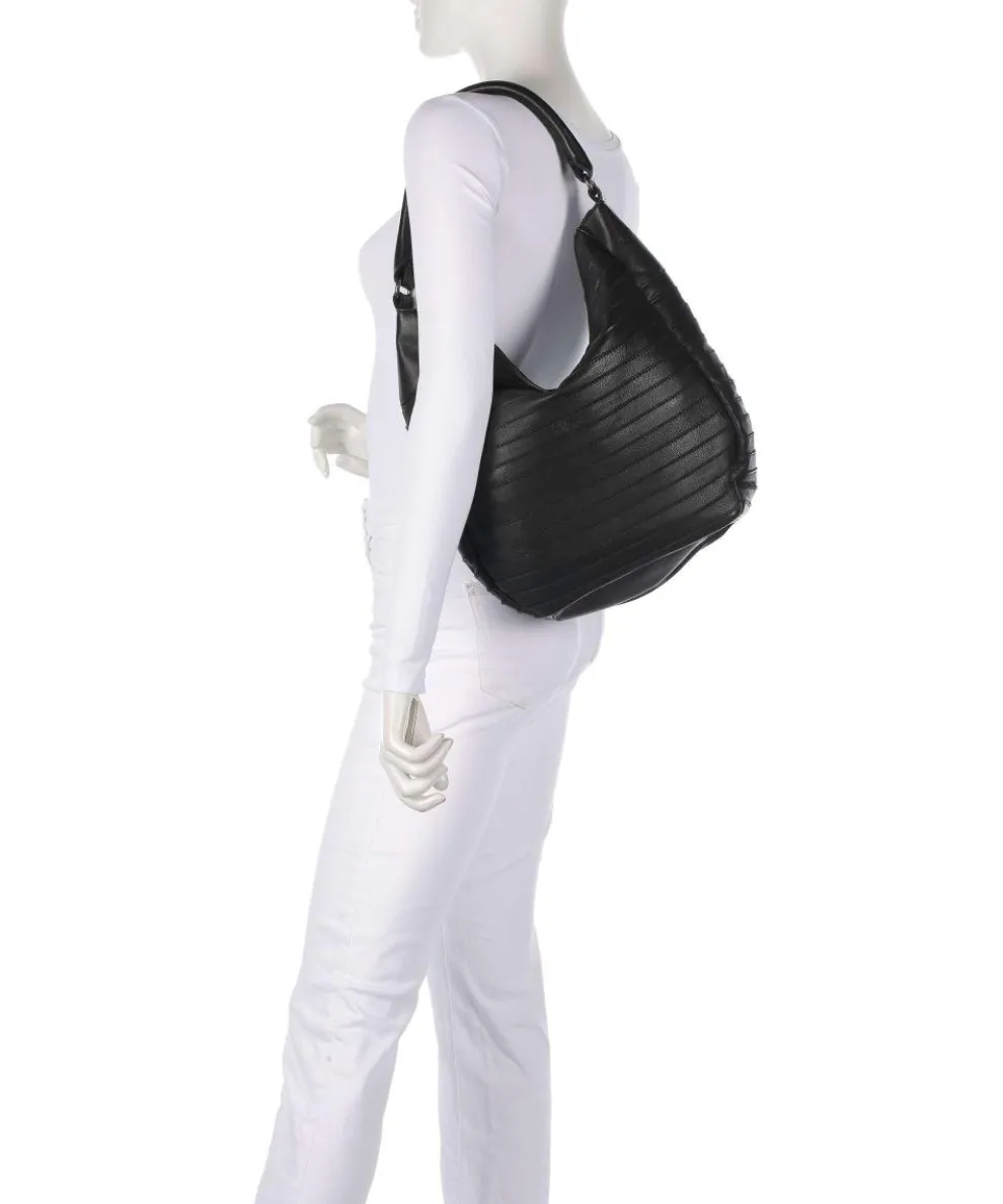 Bestseller Collection Gürteltier S Hobo bag grained leather black