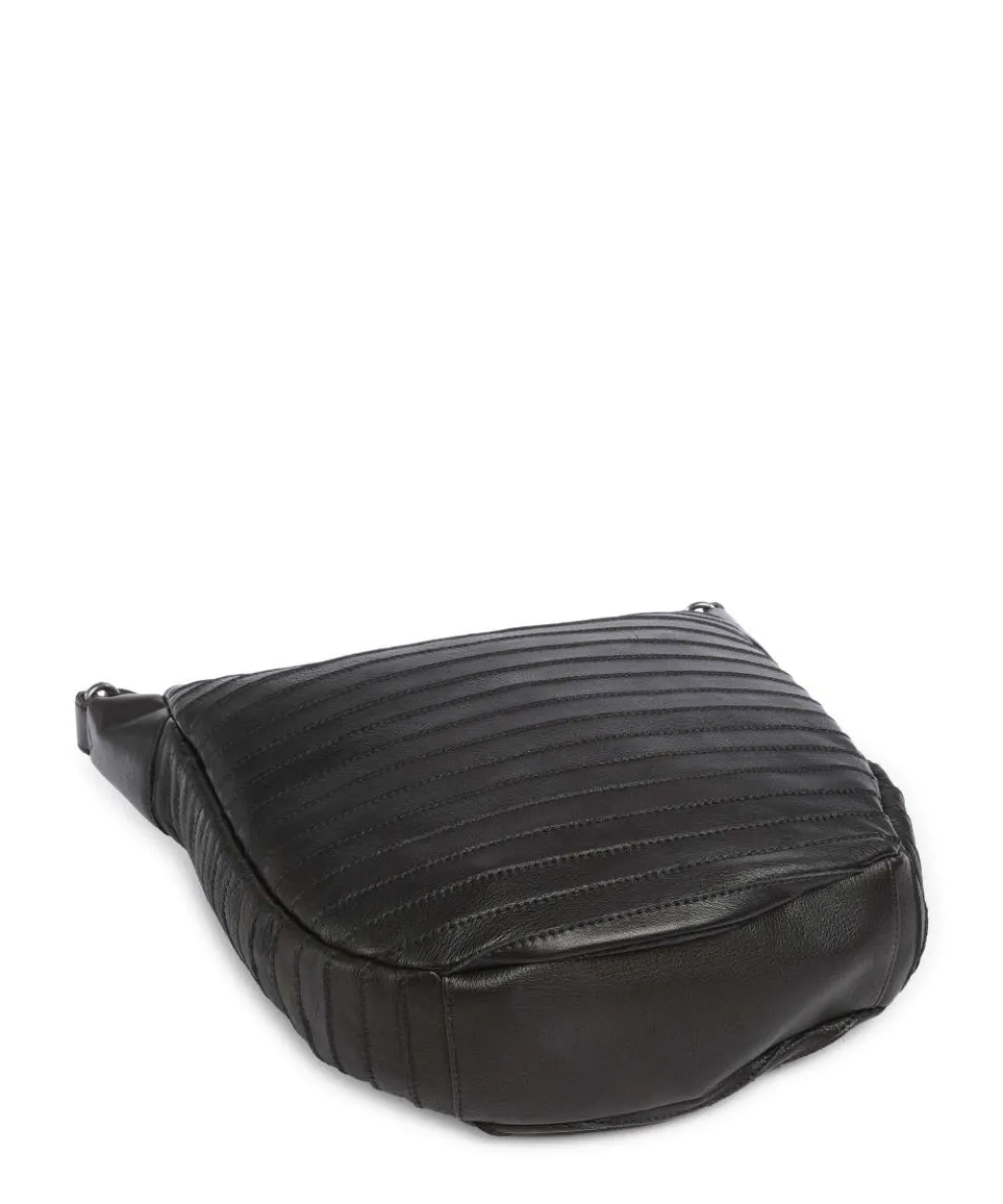 Bestseller Collection Gürteltier S Hobo bag grained leather black