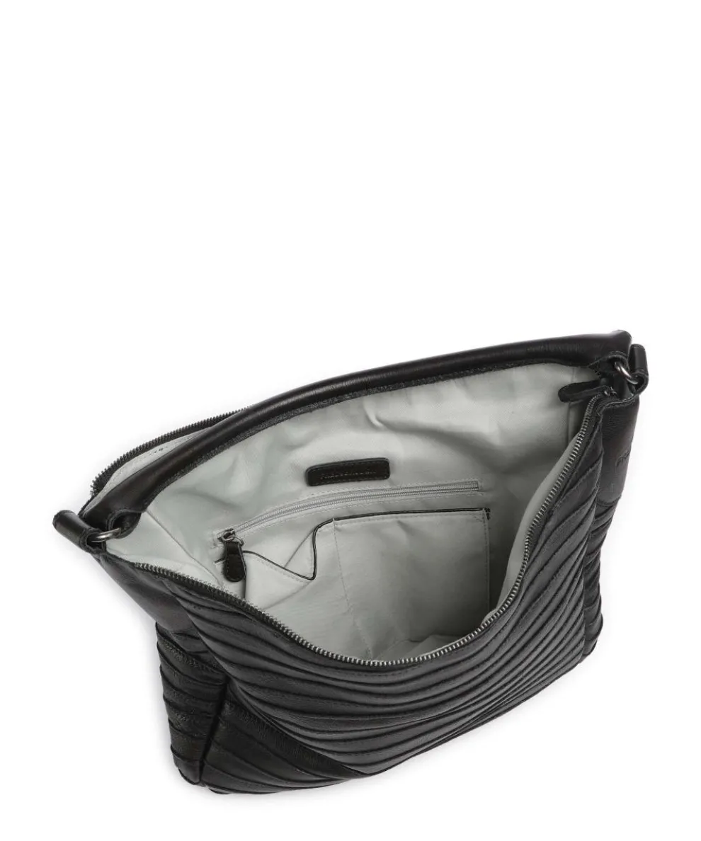 Bestseller Collection Gürteltier S Hobo bag grained leather black
