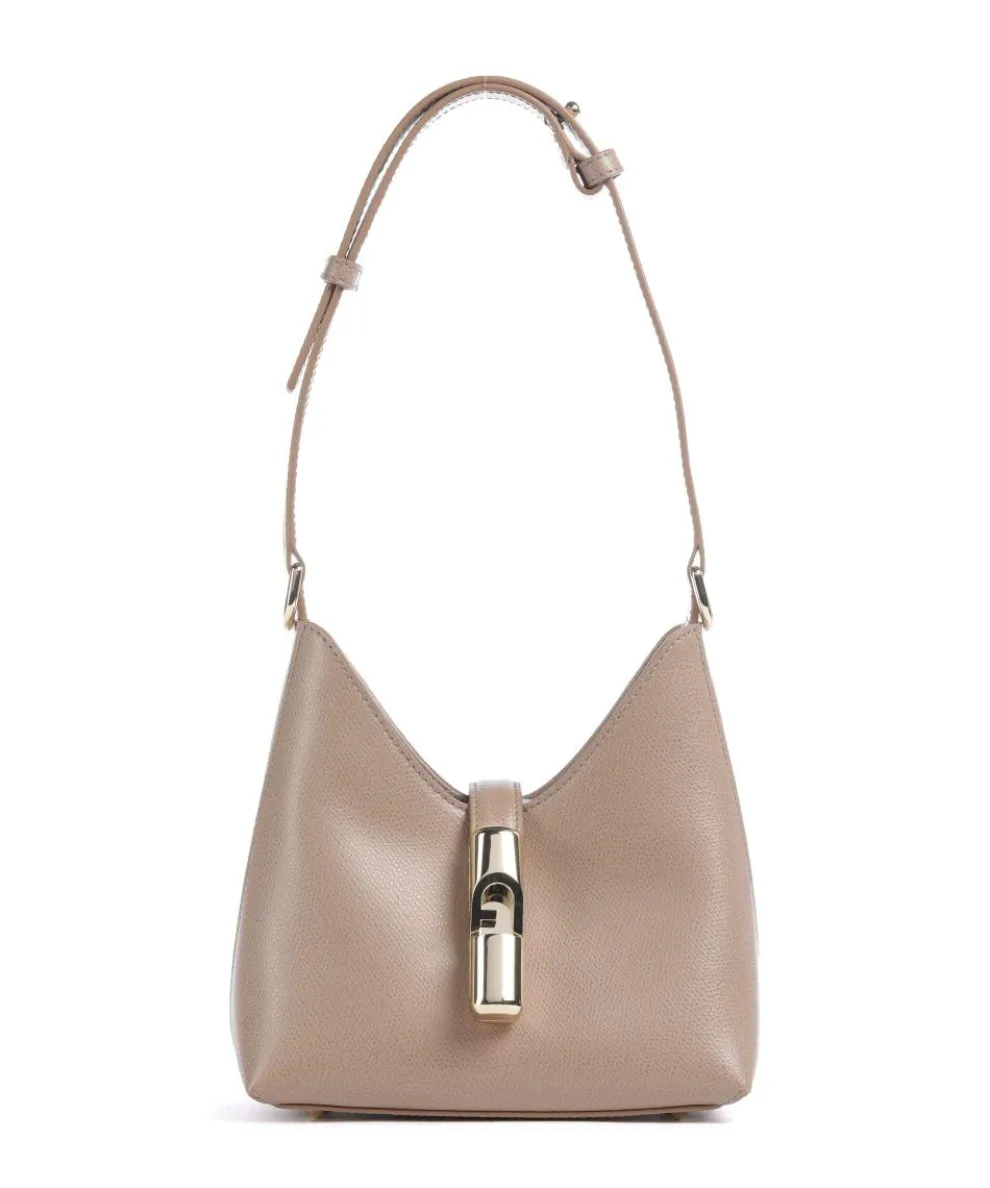 Iride Mini Shoulder bag grained leather taupe