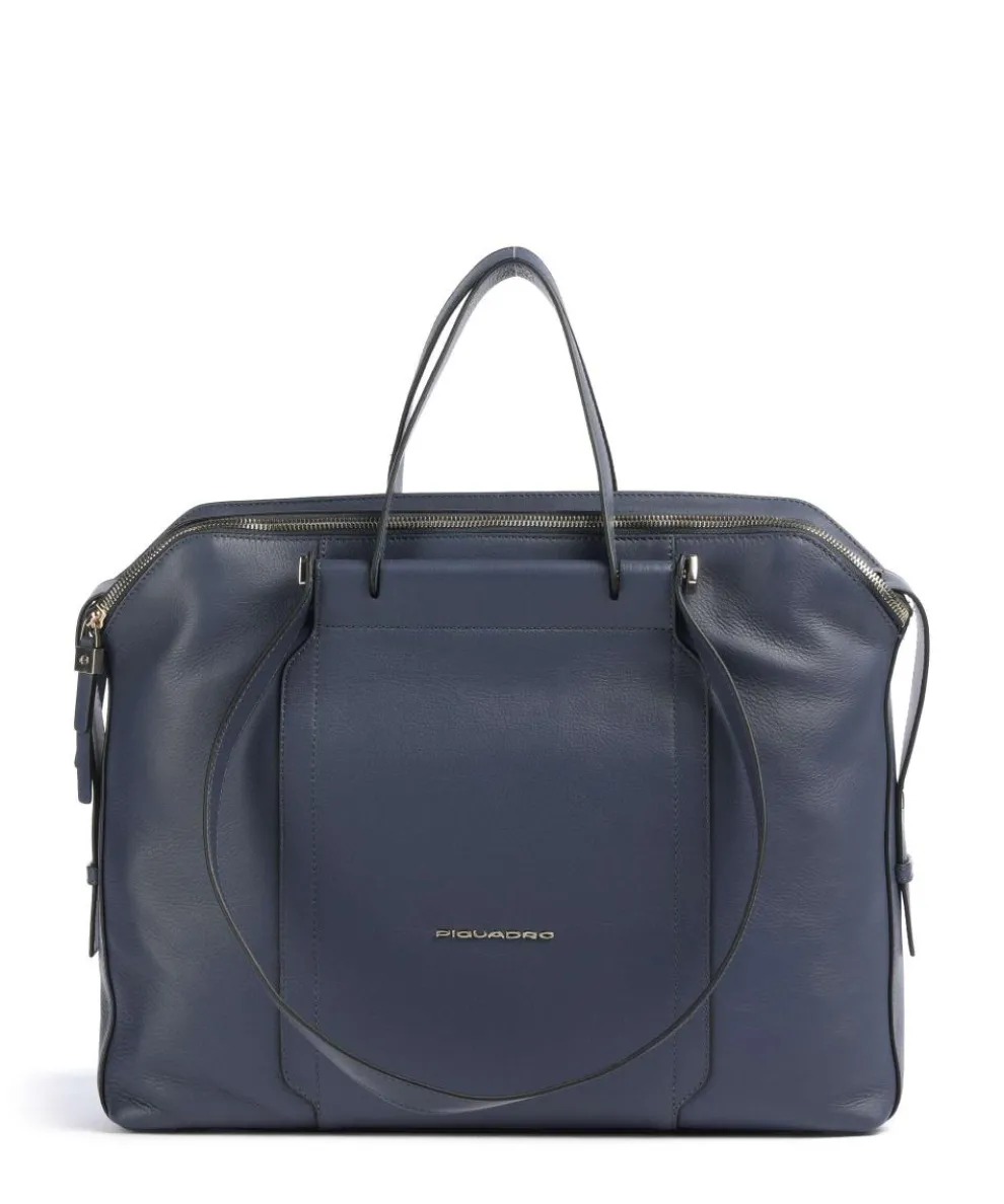 Circle Briefcase 14″ fine grain cow leather dark blue