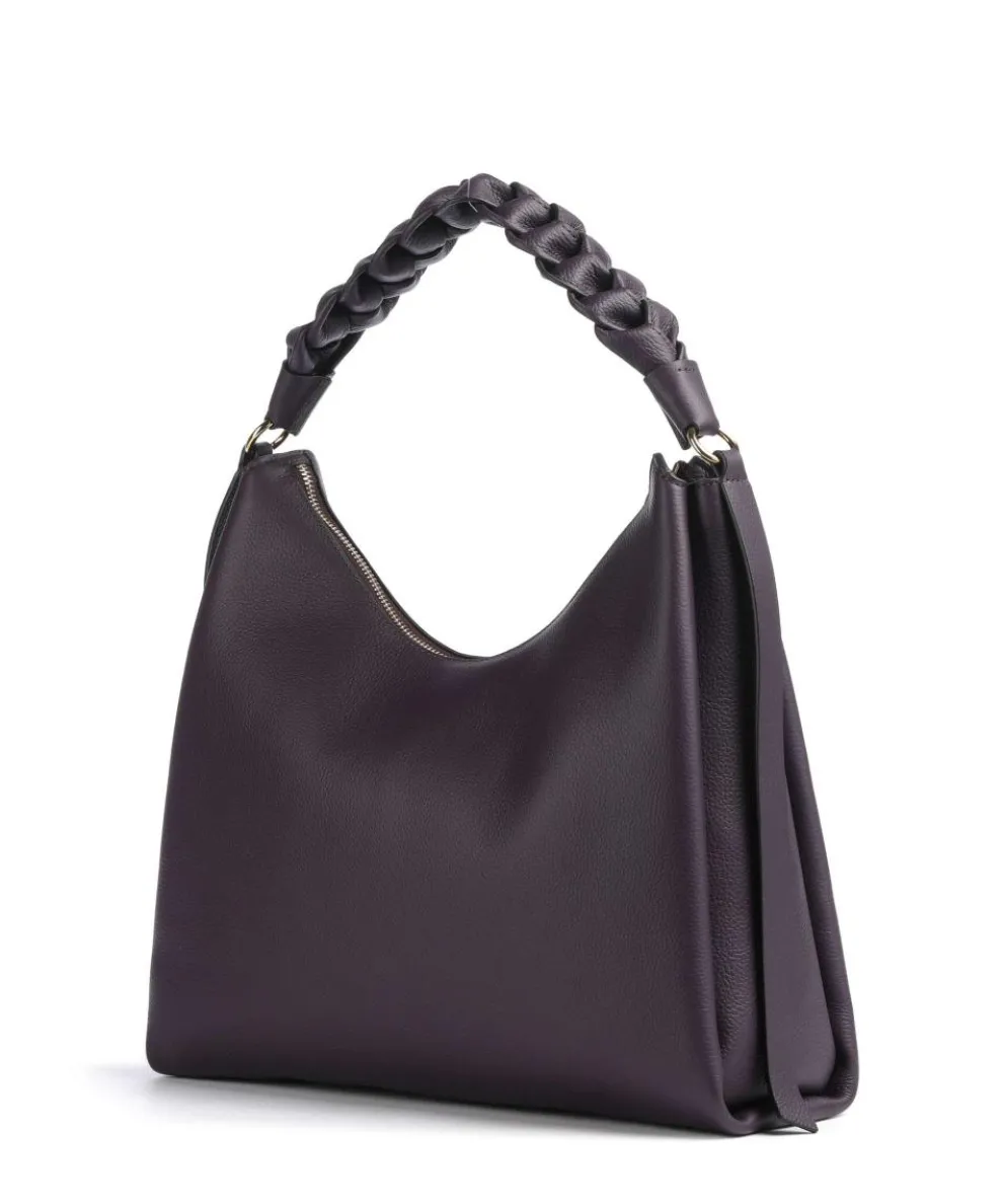Boheme Grana Double Hobo bag grained leather plum