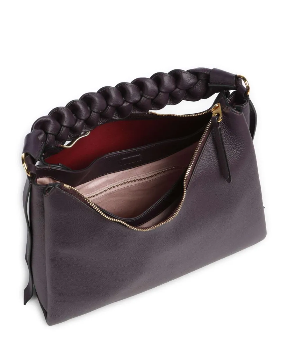 Boheme Grana Double Hobo bag grained leather plum