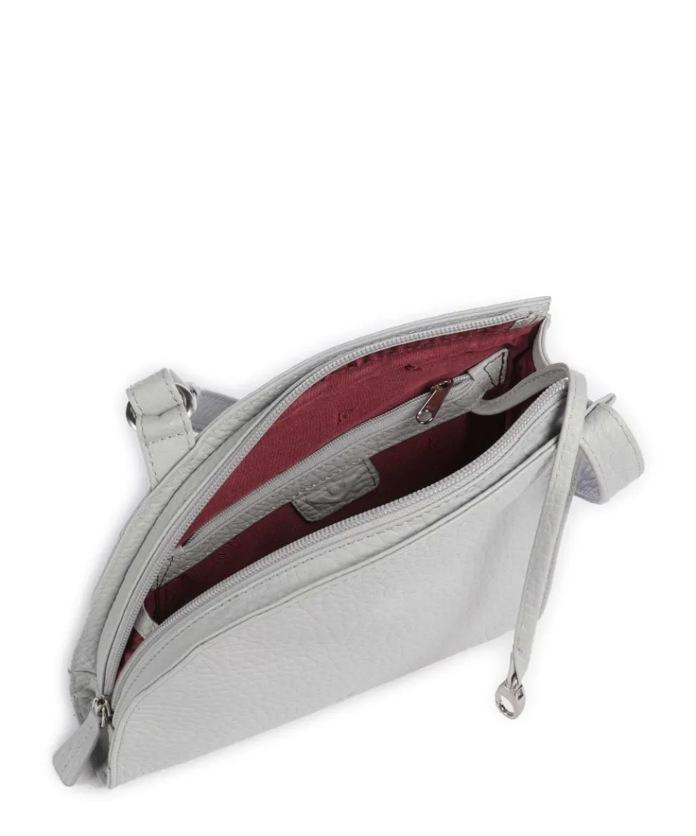 Hirsch Britney Crossbody bag grained leather light grey