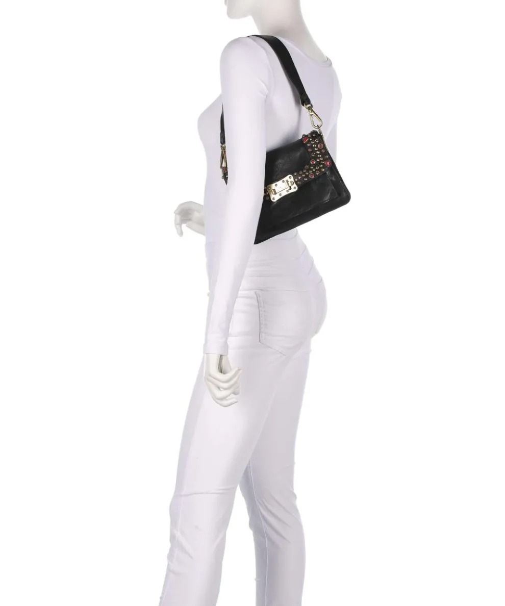 Shoulder bag fine grain cow leather black