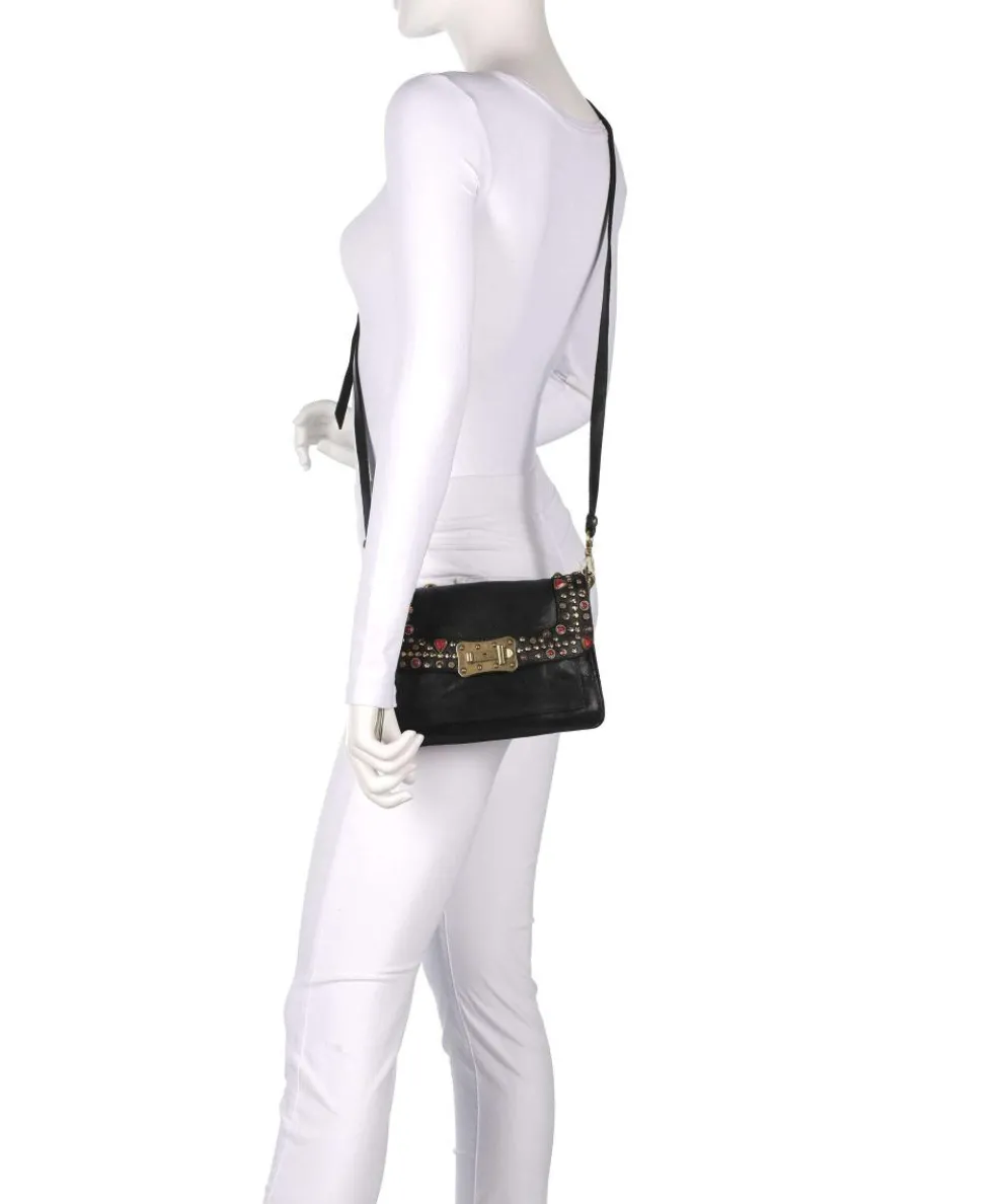 Shoulder bag fine grain cow leather black