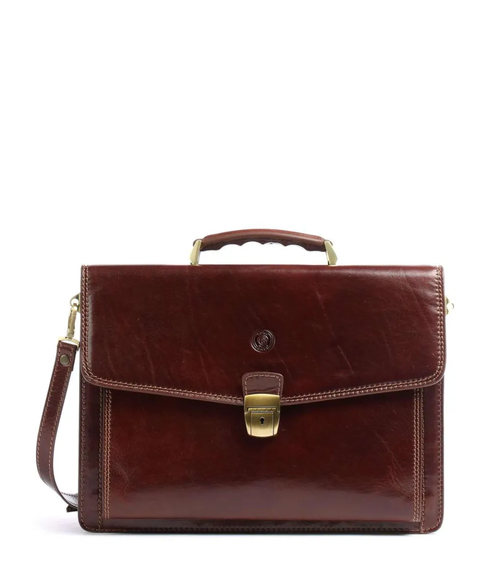 Briefcase fine grain cow leather brown