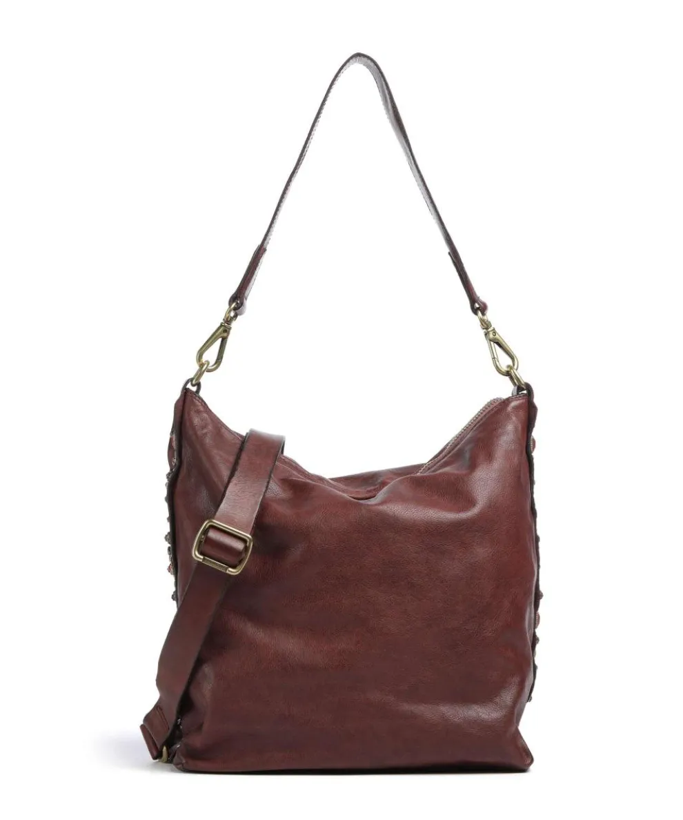 Hobo bag fine grain cow leather dark red