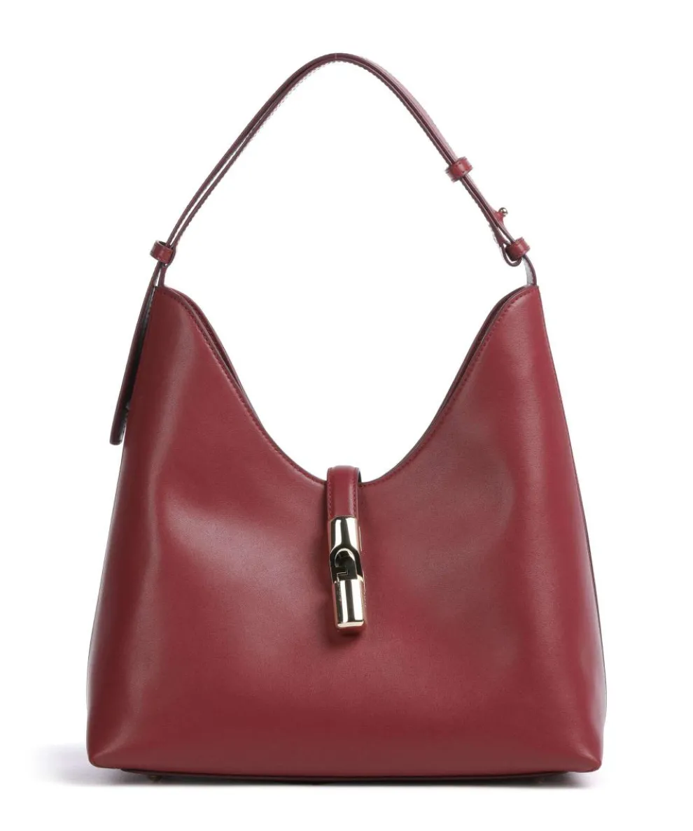 Goccia M Hobo bag softly grained calfskin dark red