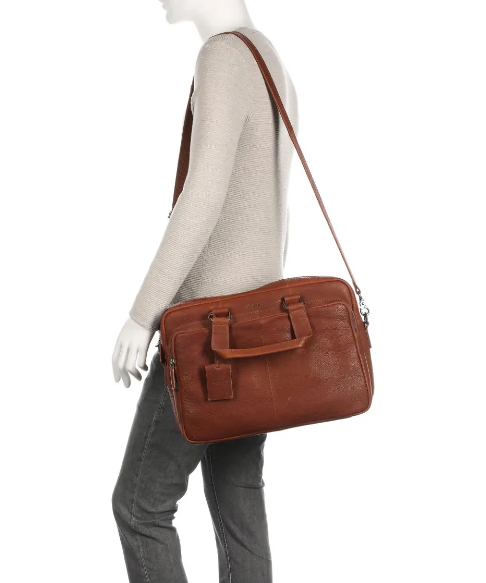 Antique Avery Briefcase 15″ grained leather cognac