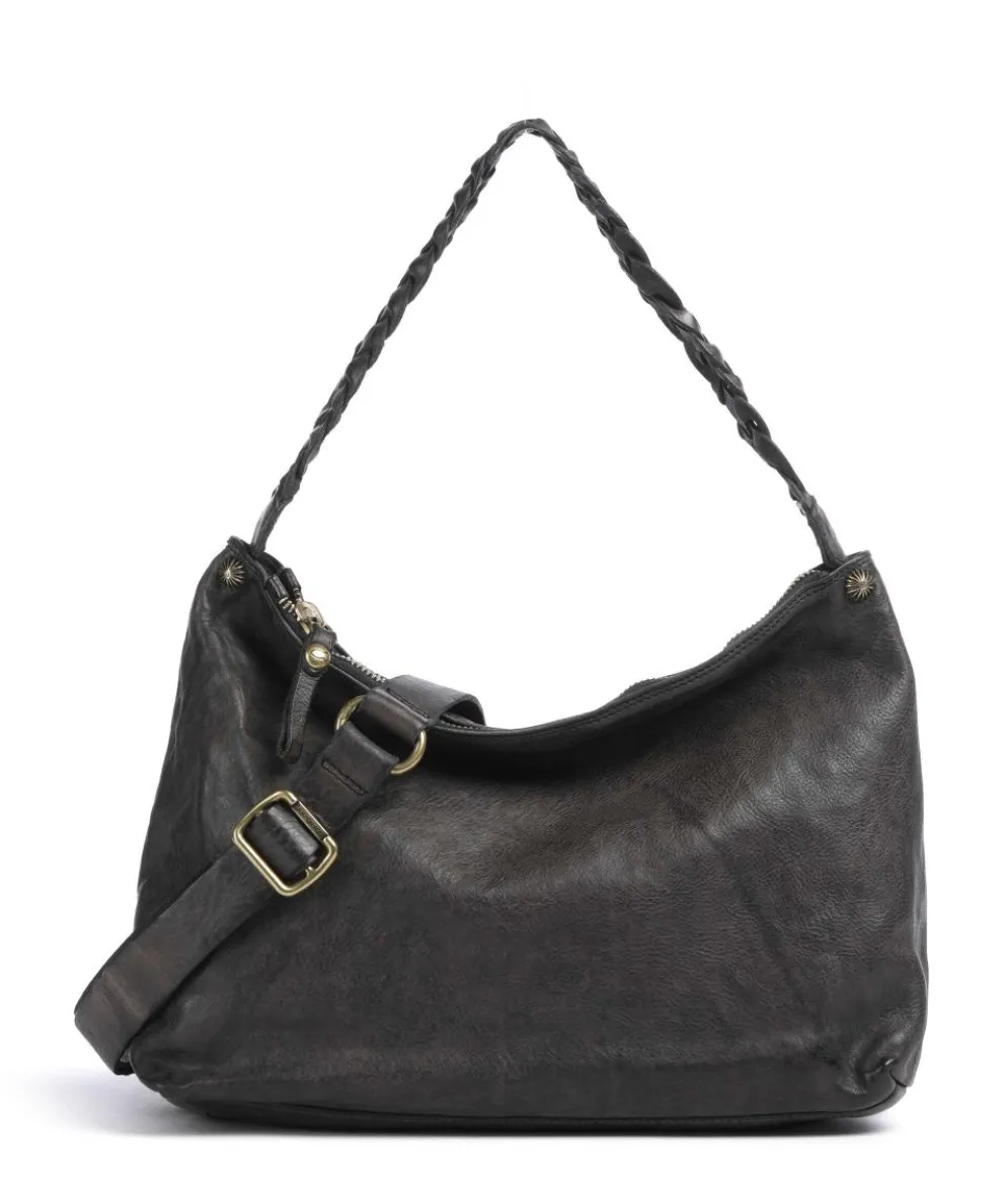 Hobo bag fine grain cow leather dark grey