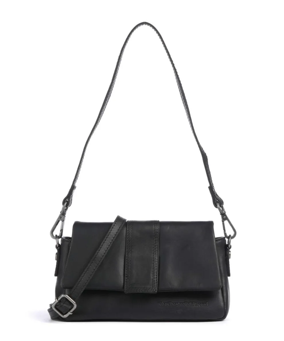 Wax Pull Up Cow Clifden Shoulder bag fine grain cow leather black