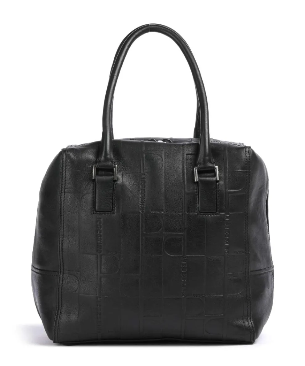 Kayla Monogram Sheep Natural M Handbag embossed cow leather black