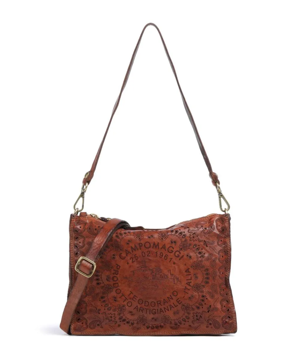 Shoulder bag fine grain cow leather cognac