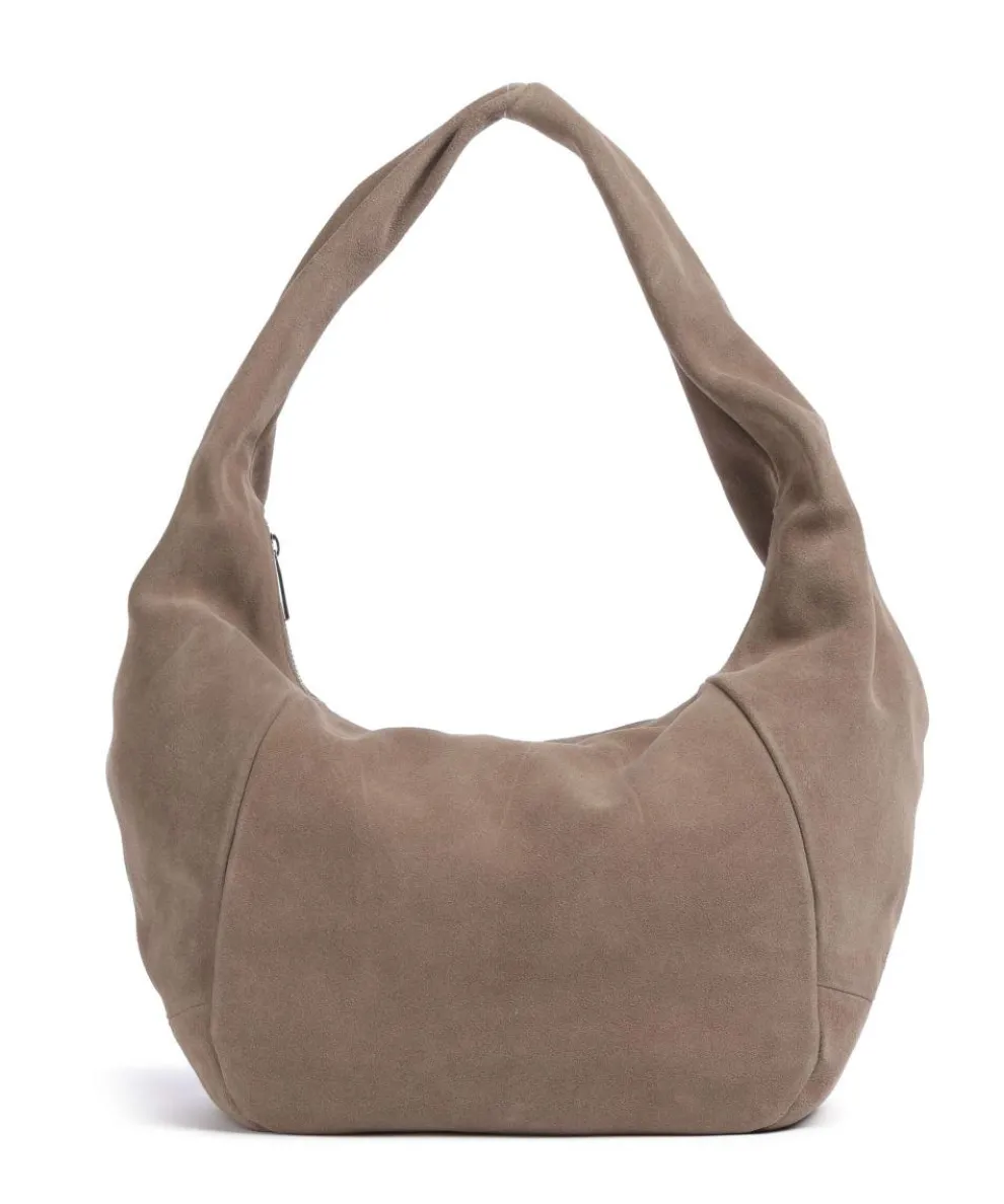 Farrah Suede M Hobo bag velour leather taupe
