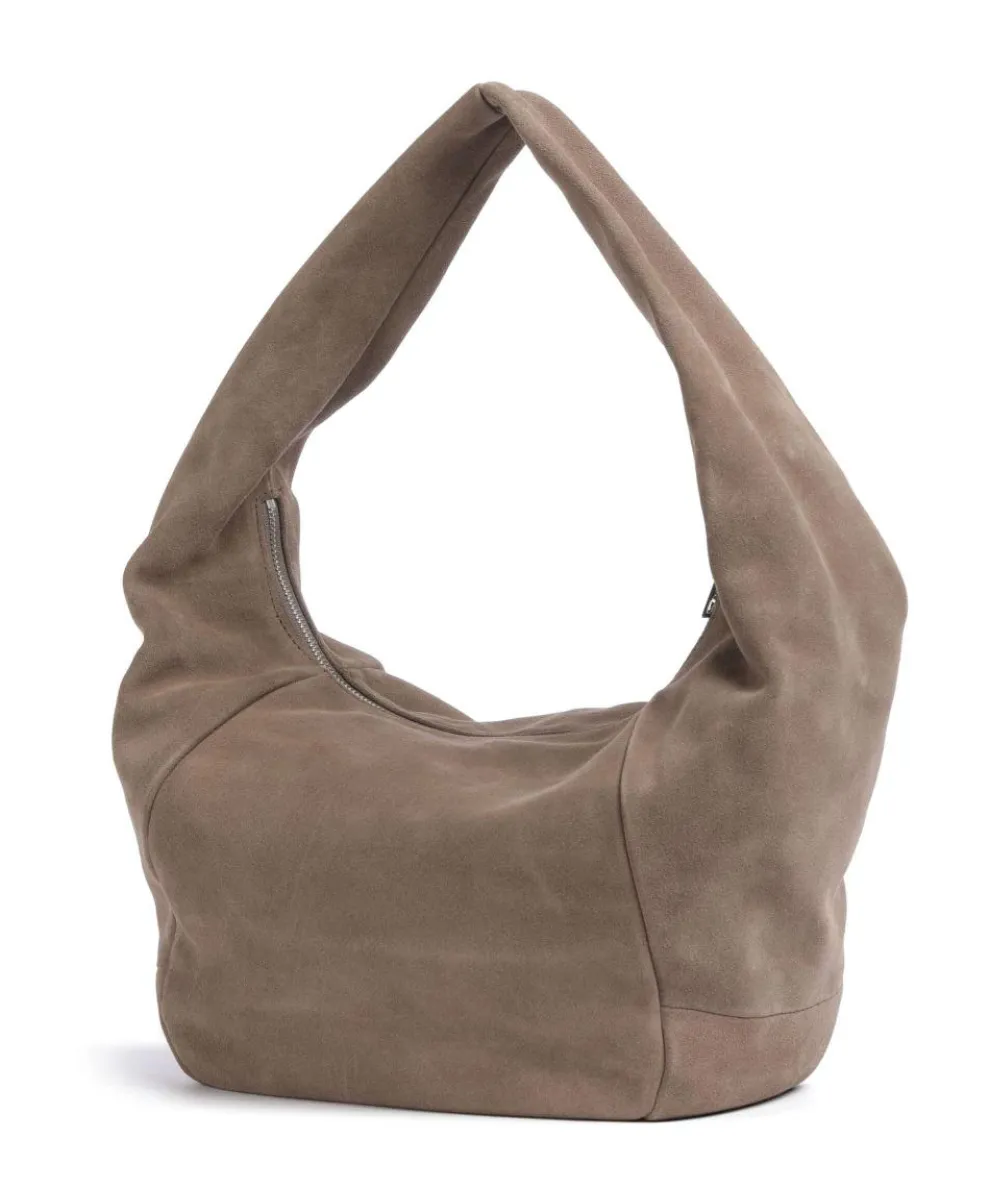 Farrah Suede M Hobo bag velour leather taupe