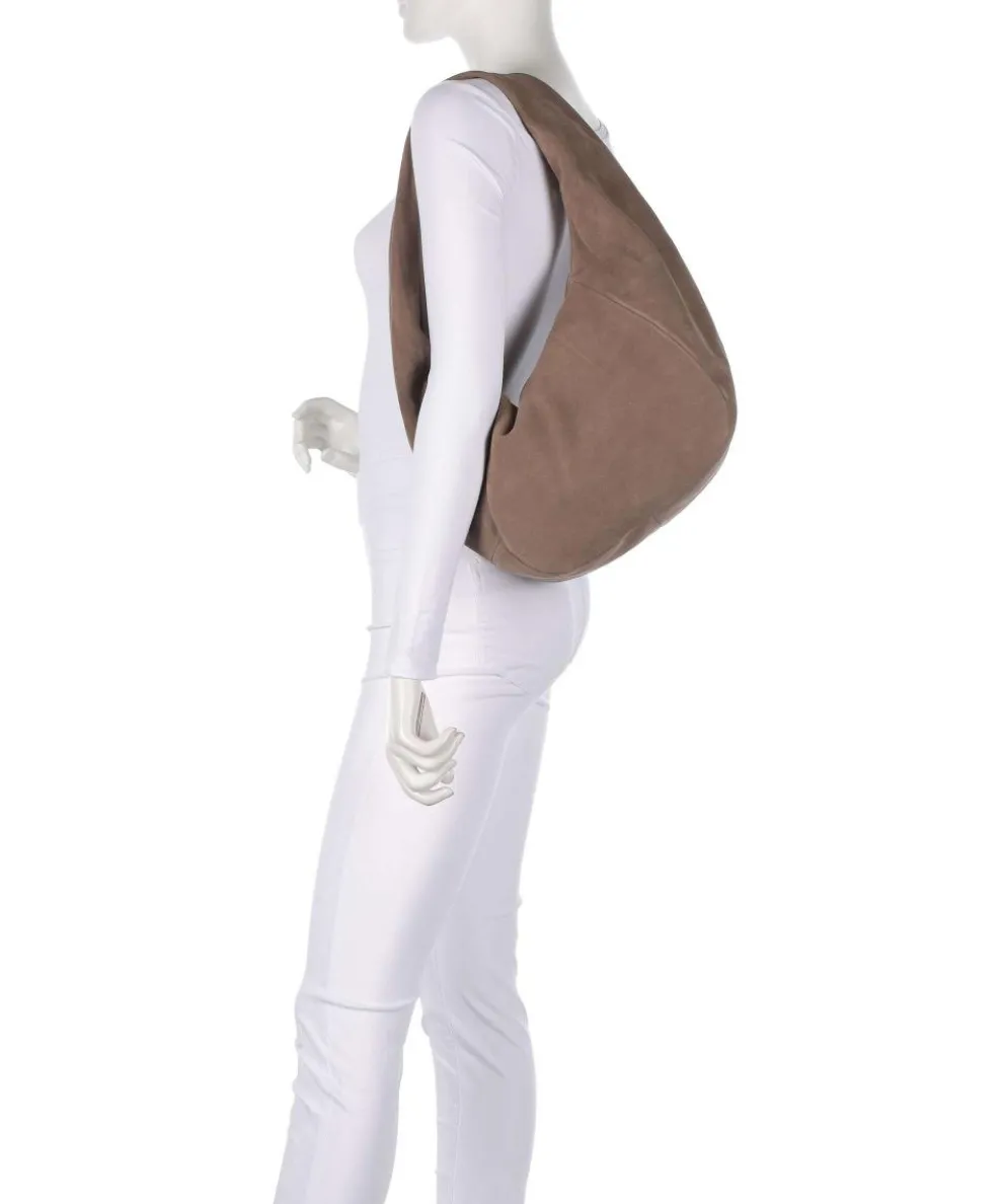 Farrah Suede M Hobo bag velour leather taupe