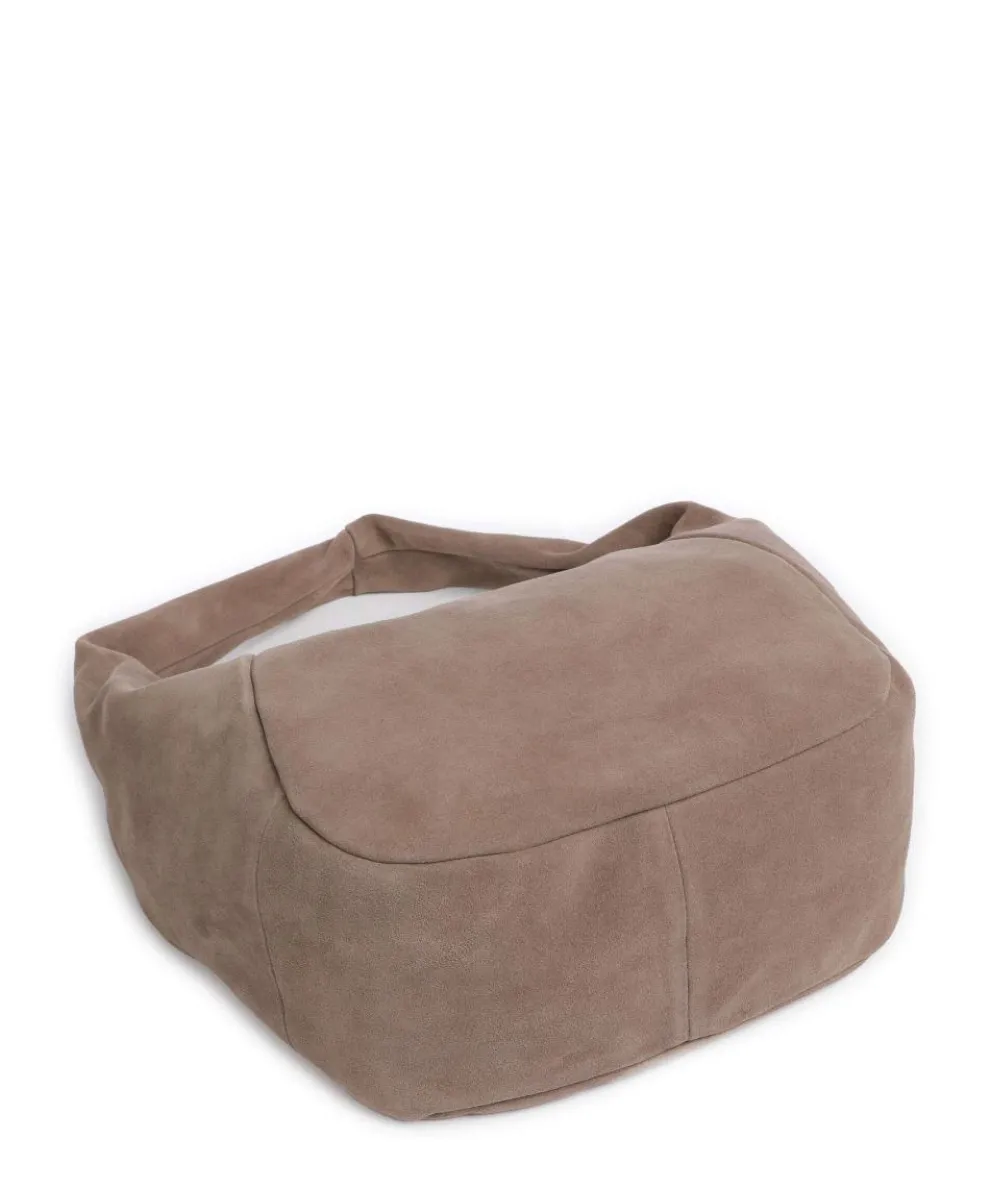 Farrah Suede M Hobo bag velour leather taupe