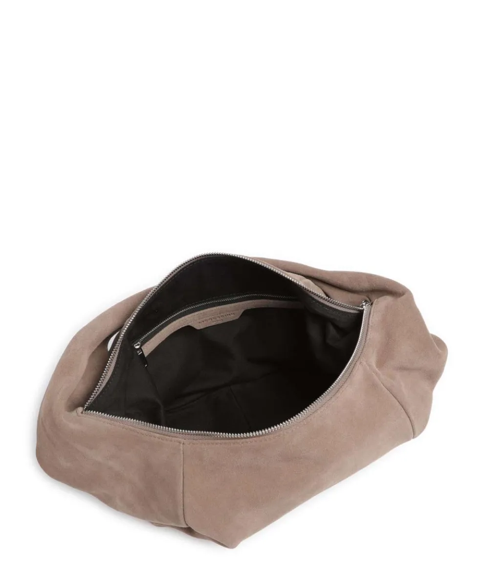 Farrah Suede M Hobo bag velour leather taupe
