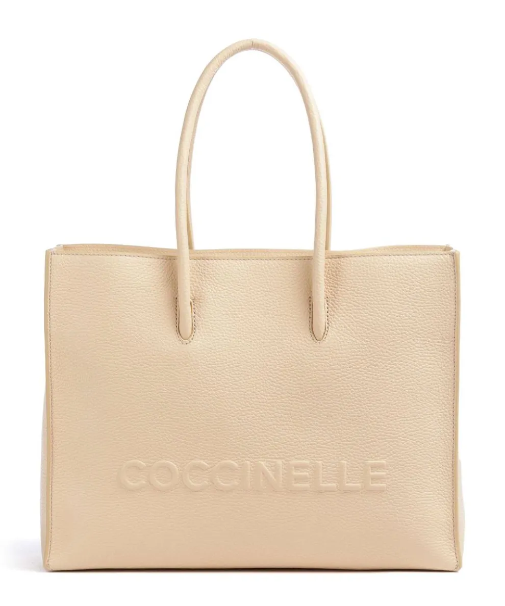 Myrtha Maxi Logo Tote bag grained leather nature