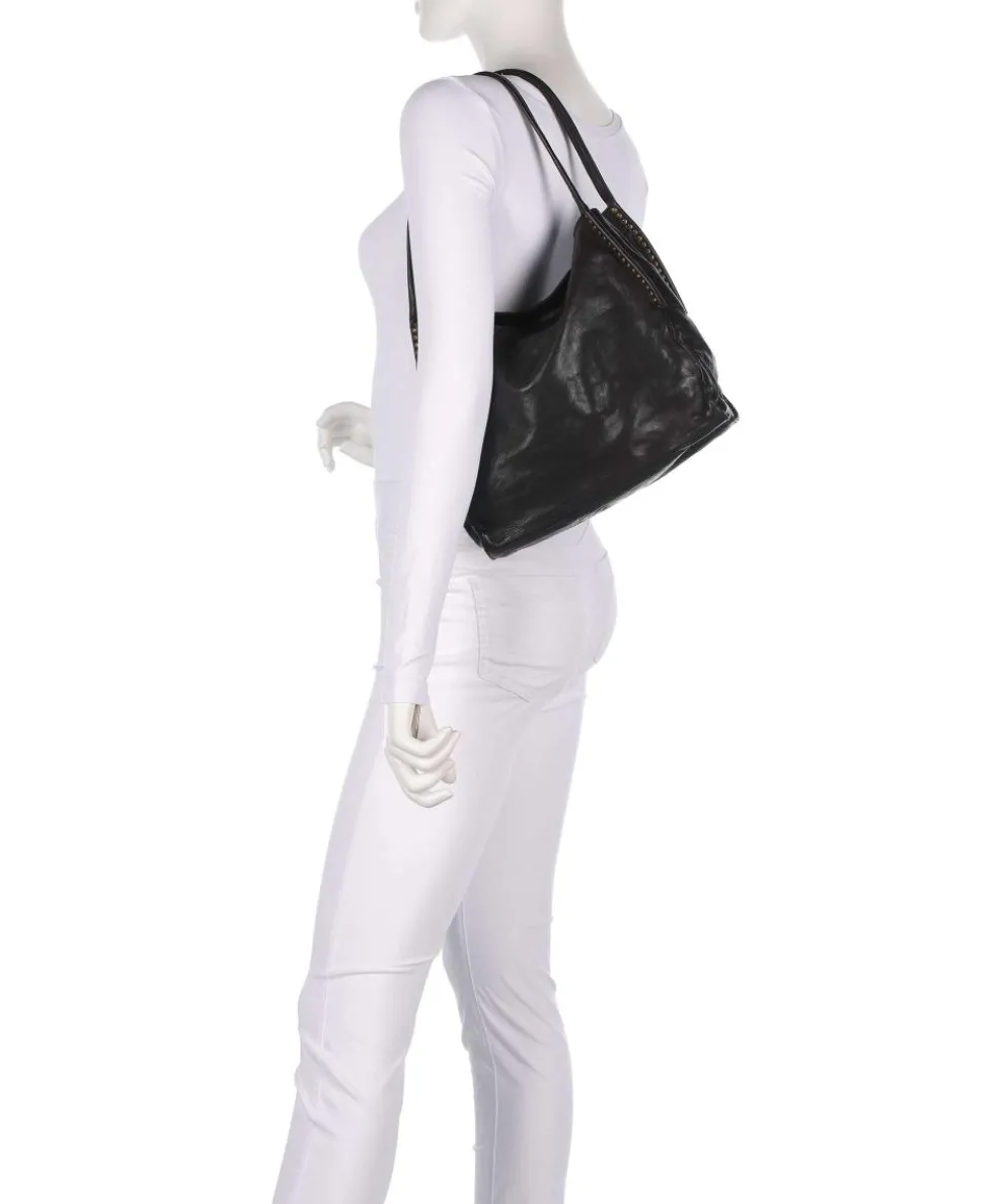 Hobo bag fine grain cow leather black