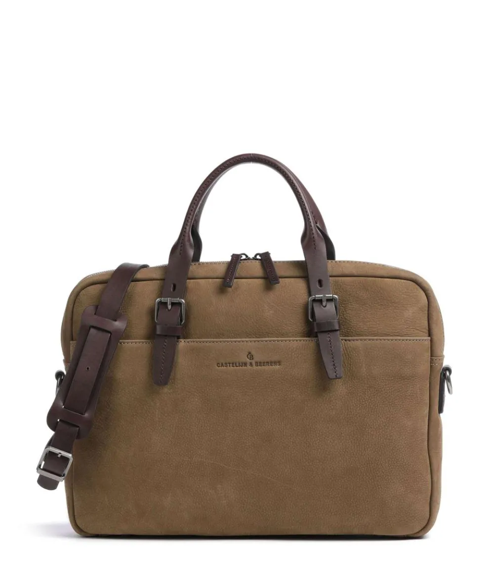 Briefcase 15″ brushed cow leather taupe