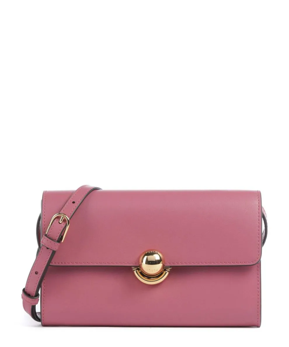 Sfera Crossbody Wallet fine grain leather pink