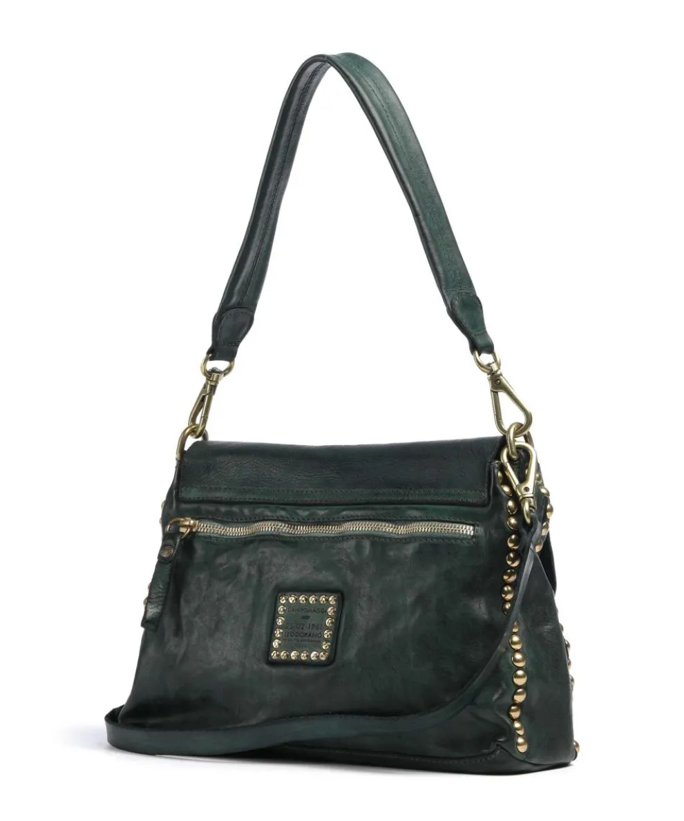 Shoulder bag grained cow leather dark green