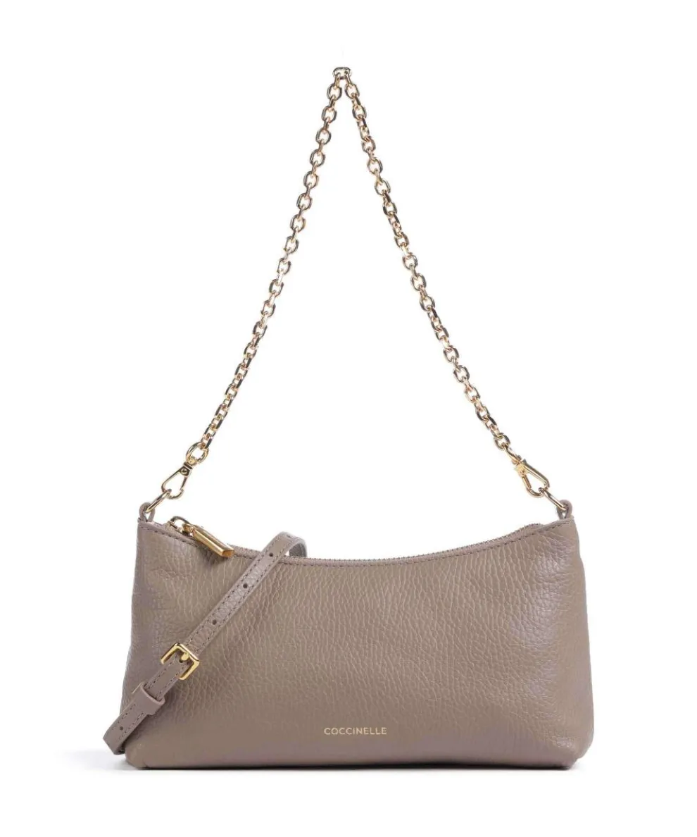 Aura Shoulder bag grained leather taupe