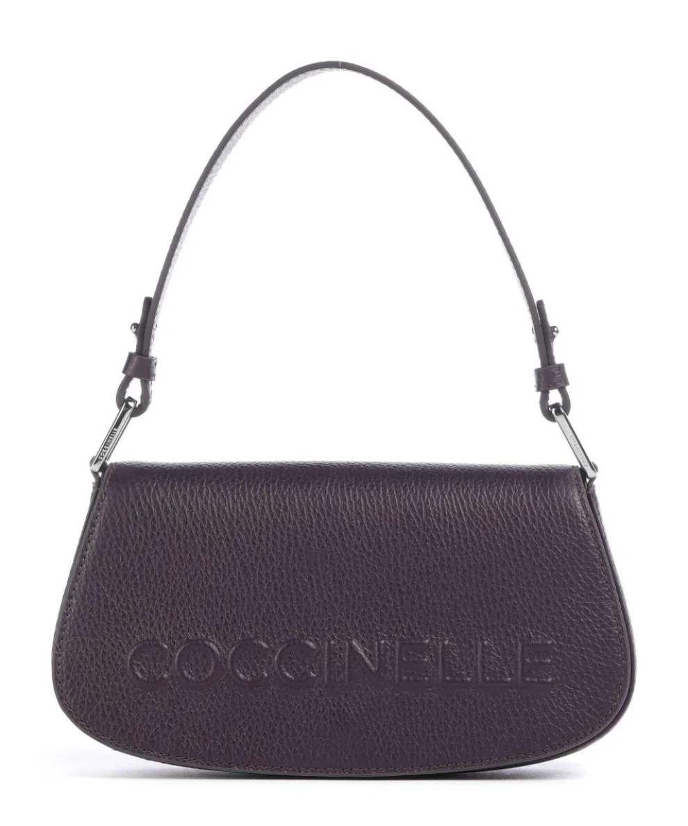 Myrtha Maxi Logo Shoulder bag grained leather plum